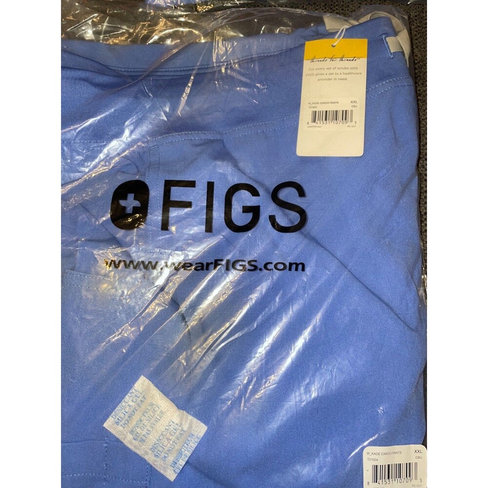 FIGS Kade Cargo scrub pants Ceil Blue Women's 2XL Straight Leg NWT Nursing